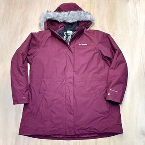 Columbia Interchange Winter Parka Women XXL Omni-Heat + Faux Fur‎ Hood Burgundy